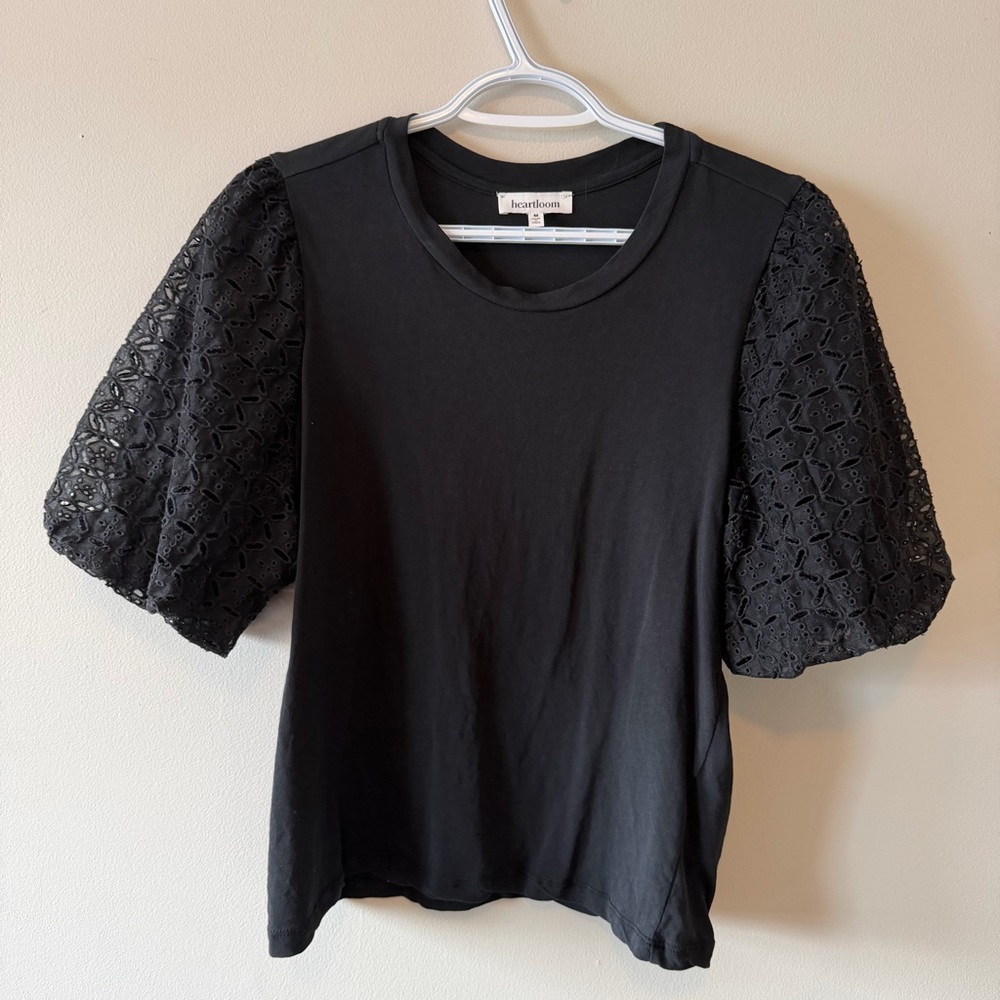 Heartloom Black Puff Sleeve Top